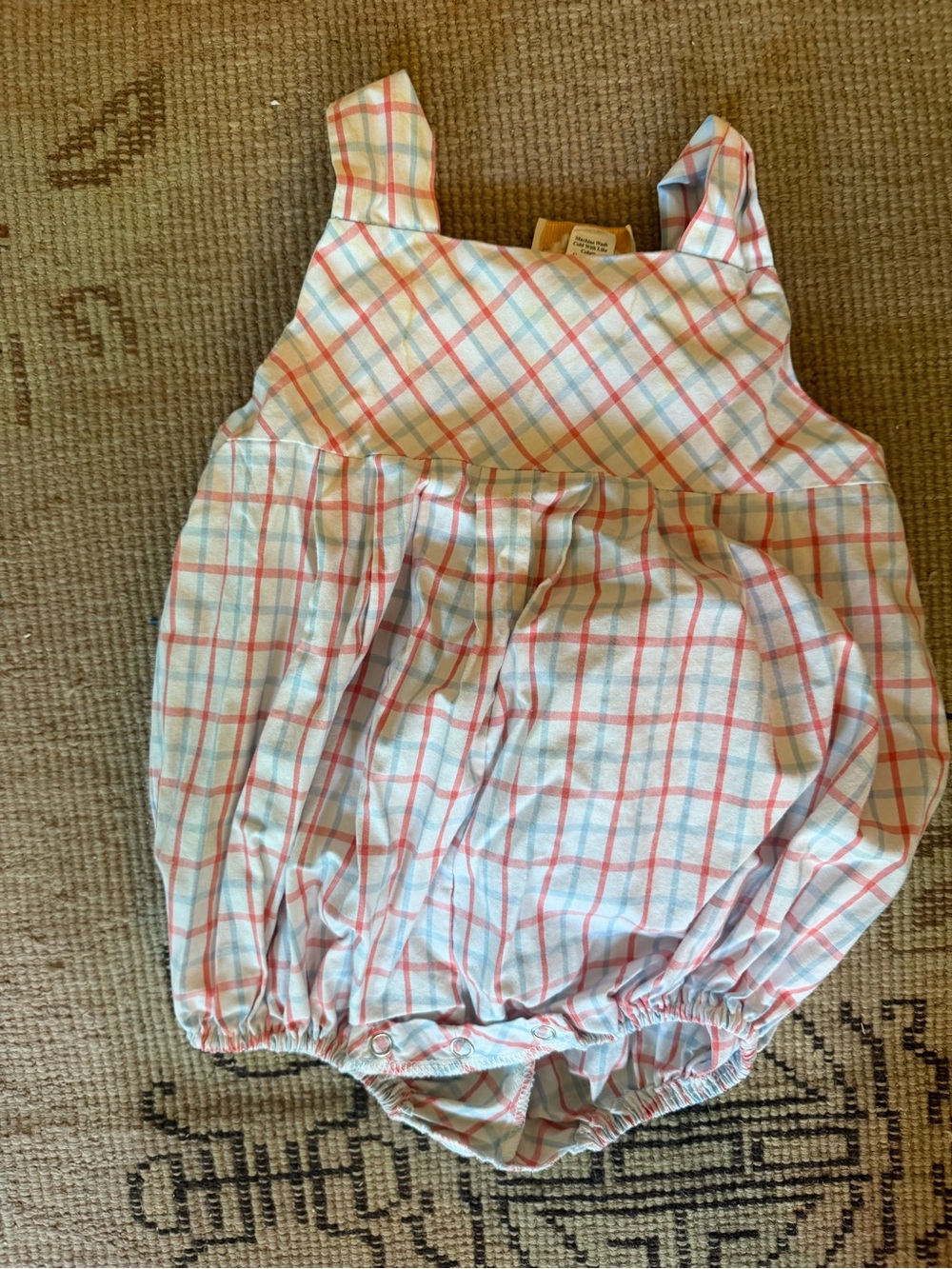 TBBC red, white & blue windowpane romper